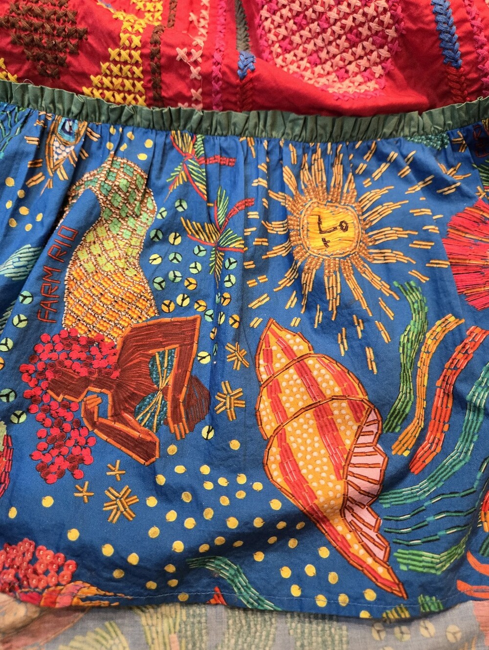 Farm Rio Colorblock Embroidered Mini Dress Multi Color Medium - Picture 7 of 12